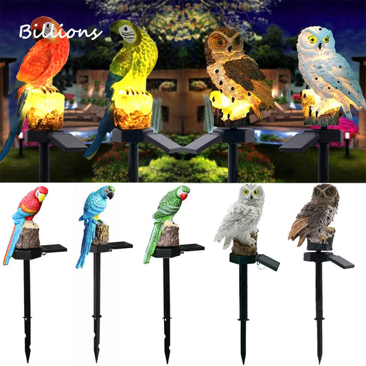 Solar Powered LED Owl Animal Home Artificial Flowers Garden Lights Waterproof