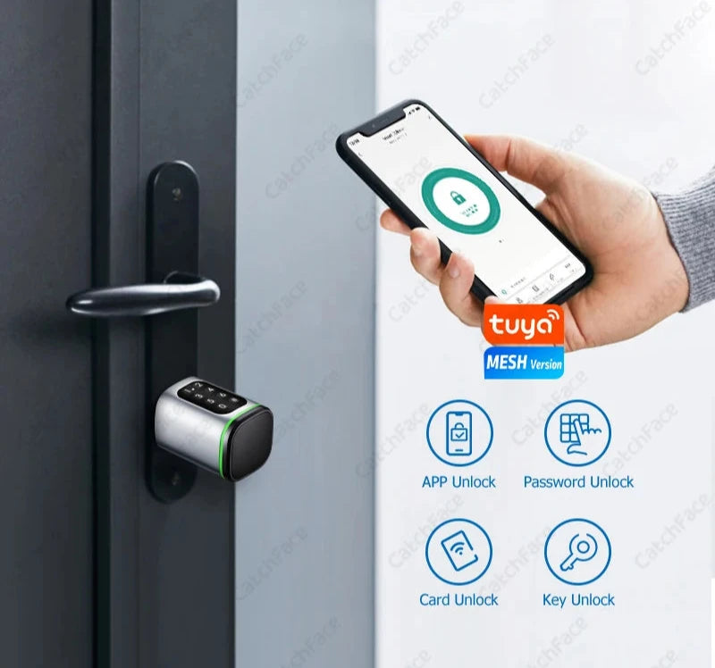 Lock APP Password RFID Card Bluetooth Cylinder Smart Door Lock Electronic