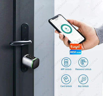 Lock APP Password RFID Card Bluetooth Cylinder Smart Door Lock Electronic