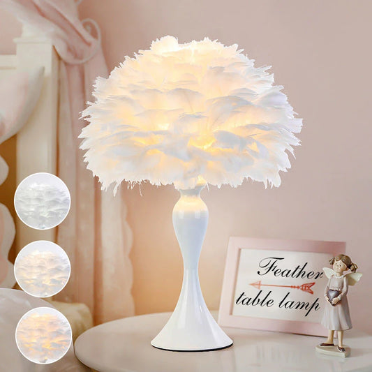 Feather Table Lamp LED Night Light  Modern Creative