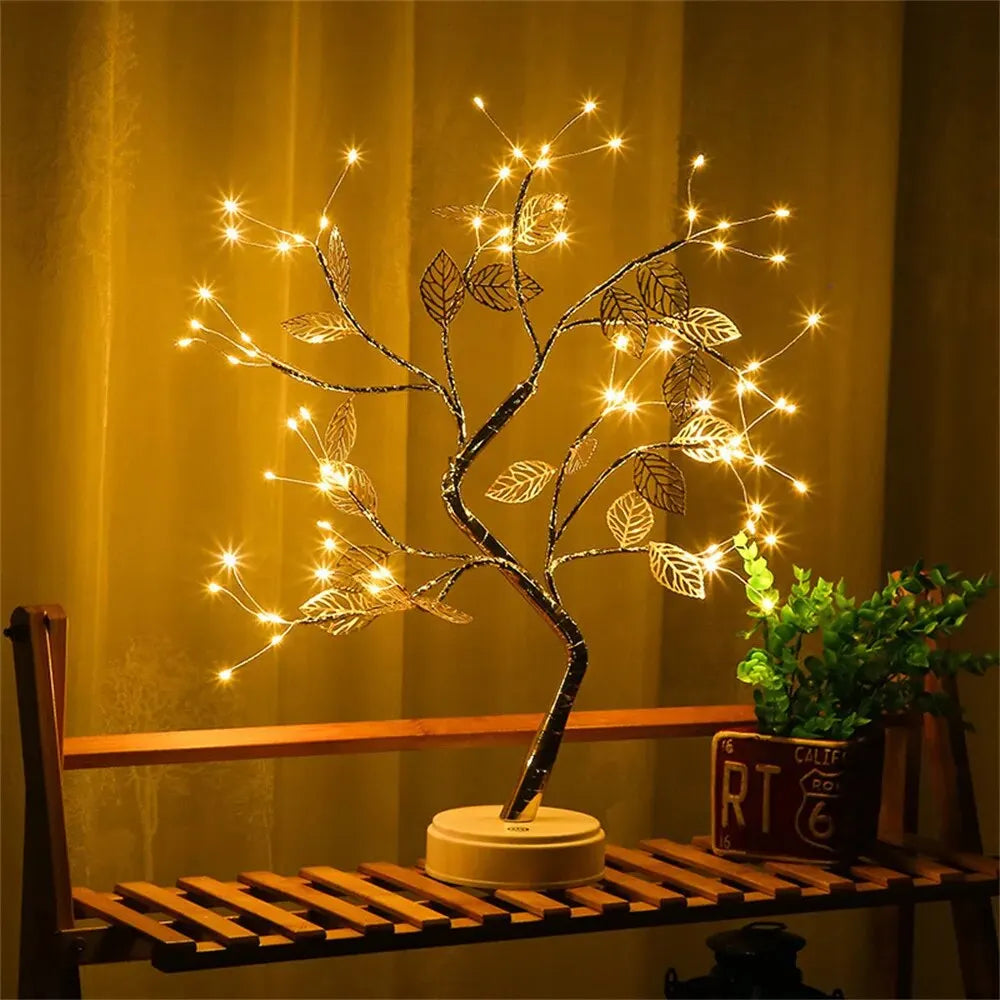 LED Rose Leaf Table Lamp USB Fairy Light Night Lights