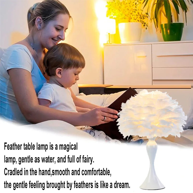 Feather Table Lamp LED Night Light  Modern Creative